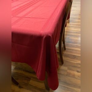 Dark Red Tablecloth 61” X 82” Lined Pattern
